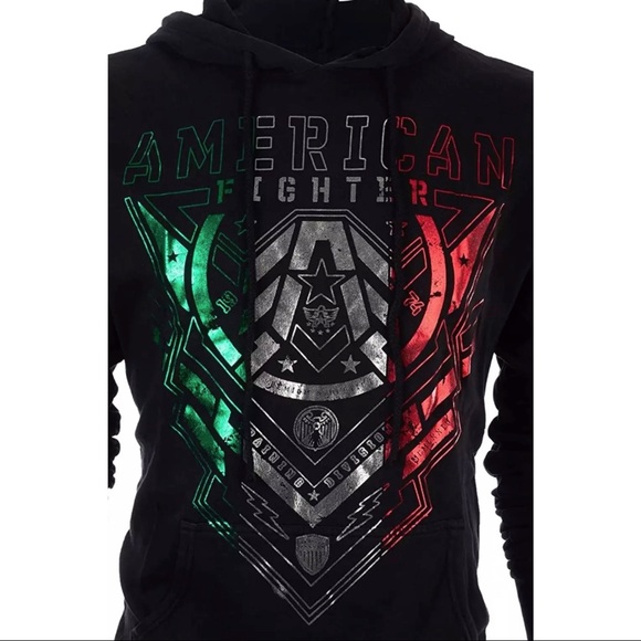 American fighter Men's Hoodie KENDLETON Premium Heavyweight MMA Black Biker - Picture 4 of 5